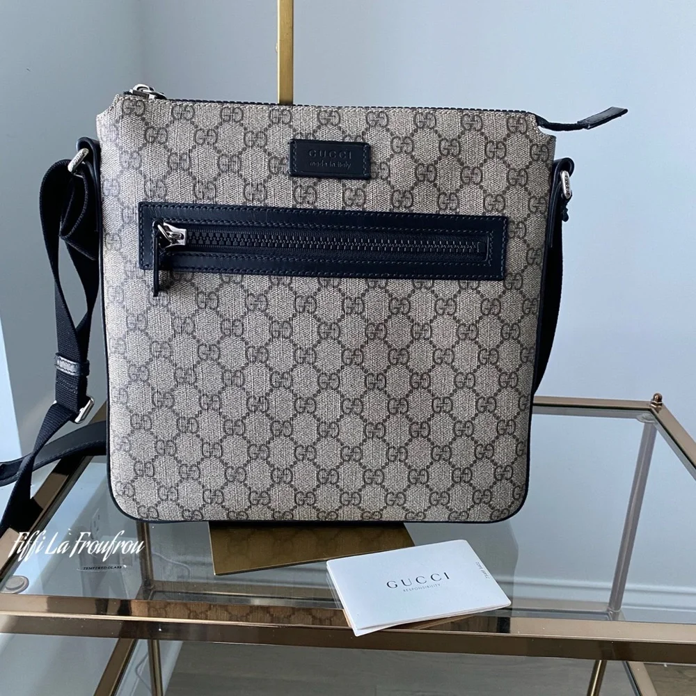 Gucci Beige and Black Signature Messenger Bag